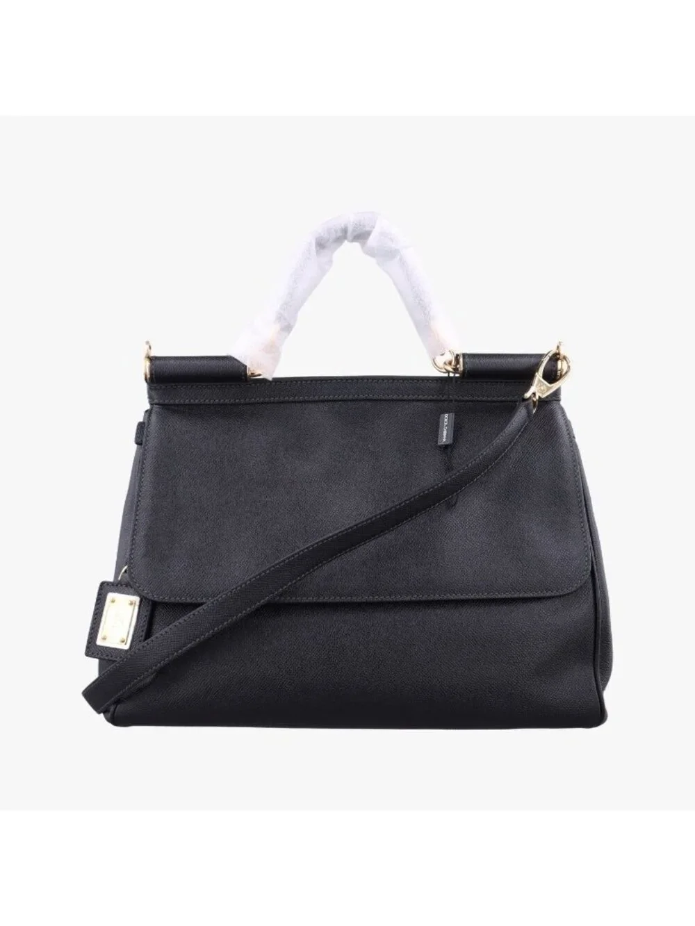 Dolce & Gabbana Sicily Black Leather Shoulder Bag